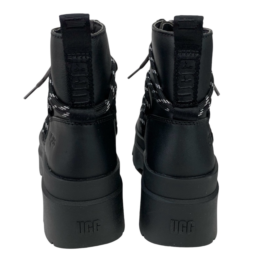 UGG Boots Brisbane Leather Ankle Lace Up NWT Black Size 9 Whimsigoth Grunge - Picture 3 of 10